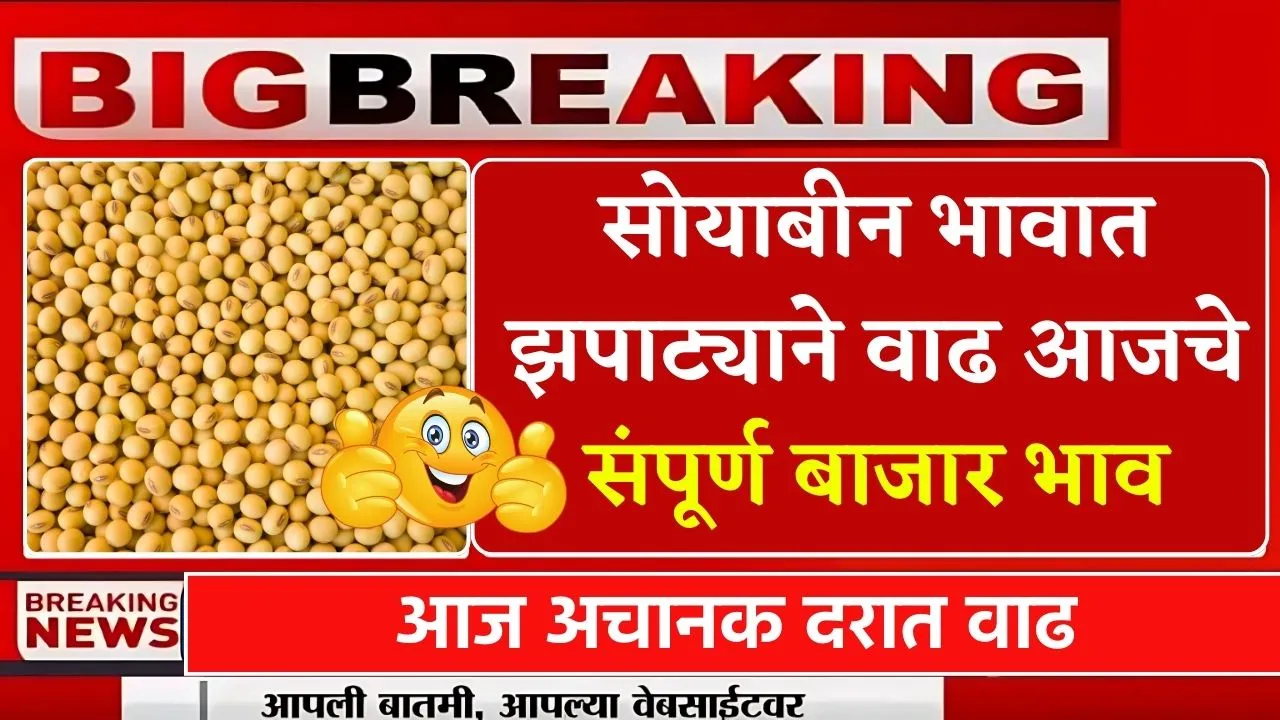 आज सोयाबीनने मोडला रेकॉर्ड! तब्बल 4,769 पर्यंत भाव तुमच्या बाजार समित्यांमध्ये किती मिळाले? Soyabean Bajar Bhav